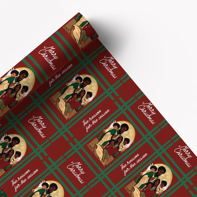Home for the Holidays Black Santa Wrapping paper