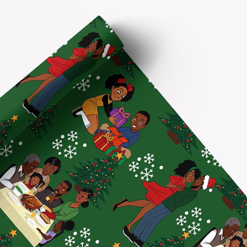 Home for the Holidays Black Santa Wrapping paper