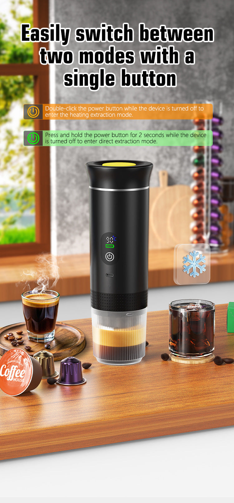 Portable Coffee Machine Car Outdoor Travel 2025 Digital Display New Model