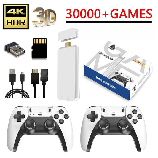 Retro Game Stick, with over 30,000 games, 4K wireless HDMI output, plug and play, supports including 18 emulator console communication cables
