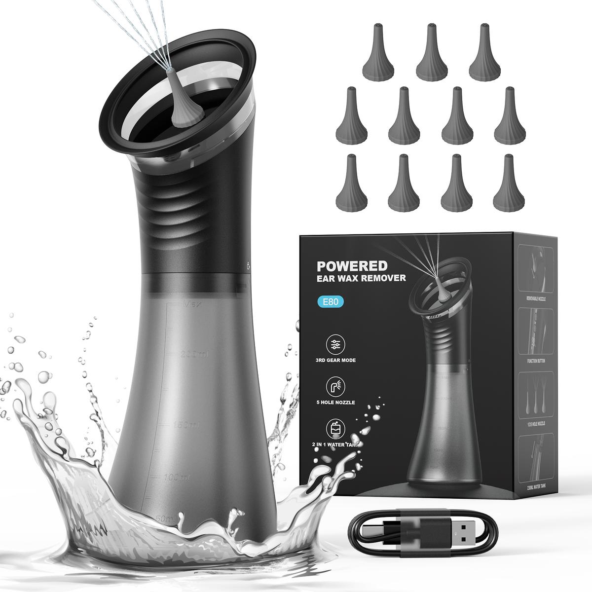 E80 Upgraded 2-in-1 Ear Wax Removal Kit with Built-in Waste Tank