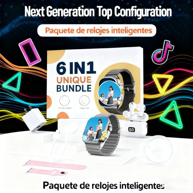 Next-generation top-level configuration X9 unique combination smartwatch kit for all smartphones Bluetooth earphones 20W fast charger Type-C cable adapter audio support compact and portable