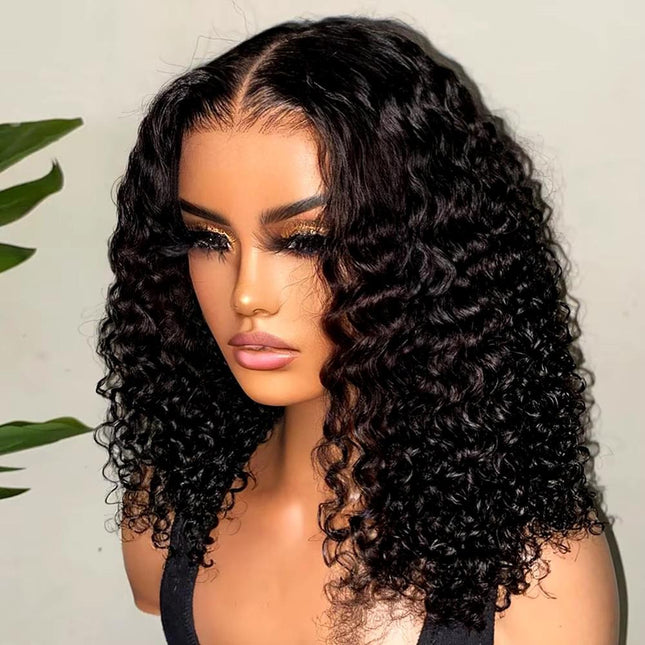 Short bob wig without glue, ready to wear, deep wavy curls 180% - nanwushop
