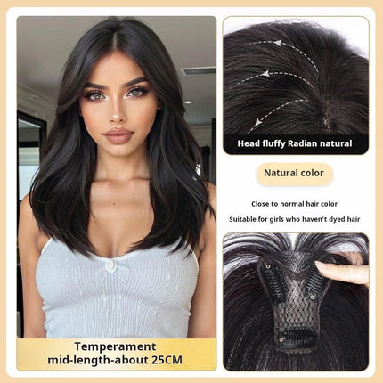 Women's bangs hairpiece, top volume enhancer, fluffy fake bangs, made of real human hair - nanwushop