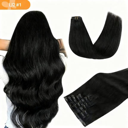 18-24 Inch Hair extension clips, suitable for human hair, natural straight hair, easy to style, soft