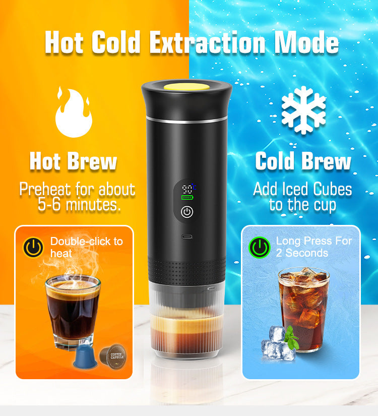 Portable Coffee Machine Car Outdoor Travel 2025 Digital Display New Model