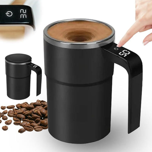 Electric Self-stirring Coffee Mug Magnetic Stirring Cup Rechargeable Automatic Mixing Cup w/LCD Thermometer for Milk/Cocoa at Office/Kitchen/Travel