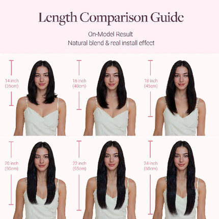 18-24 Inch Hair extension clips, suitable for human hair, natural straight hair, easy to style, Real Human Hair Strands