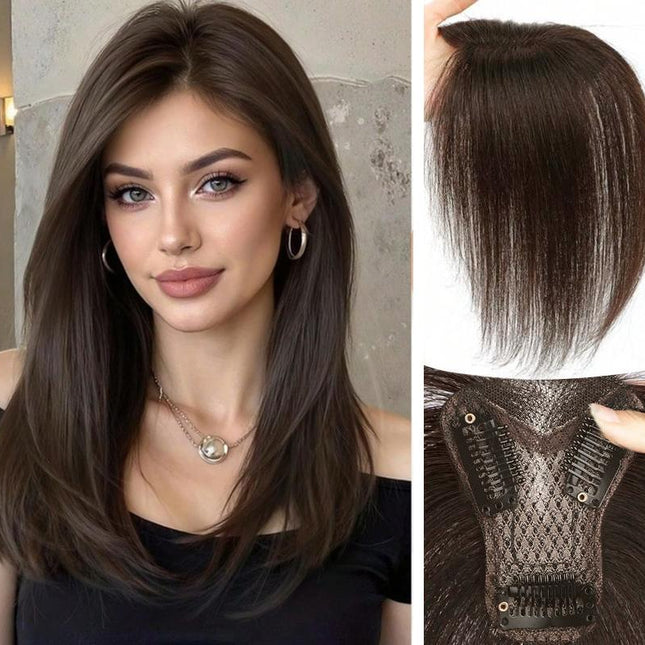 Women's Curtain Bangs Hairpiece，Top hair enhancement，Fluffy fake bangs，Made with real human hair strands - nanwushop