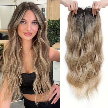 Wavy synthetic hair extensions with bangs – clip - on hair extensions - nanwushop