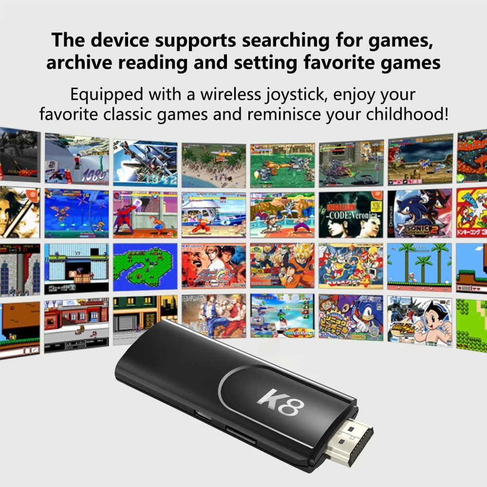 Retro Game Stick, with over 40,000 games, 4K wireless HDMI output, plug and play, supports including 18 emulator console communication cables