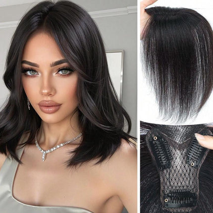 Women's bangs hairpiece, top volume enhancer, fluffy fake bangs, made of real human hair - nanwushop