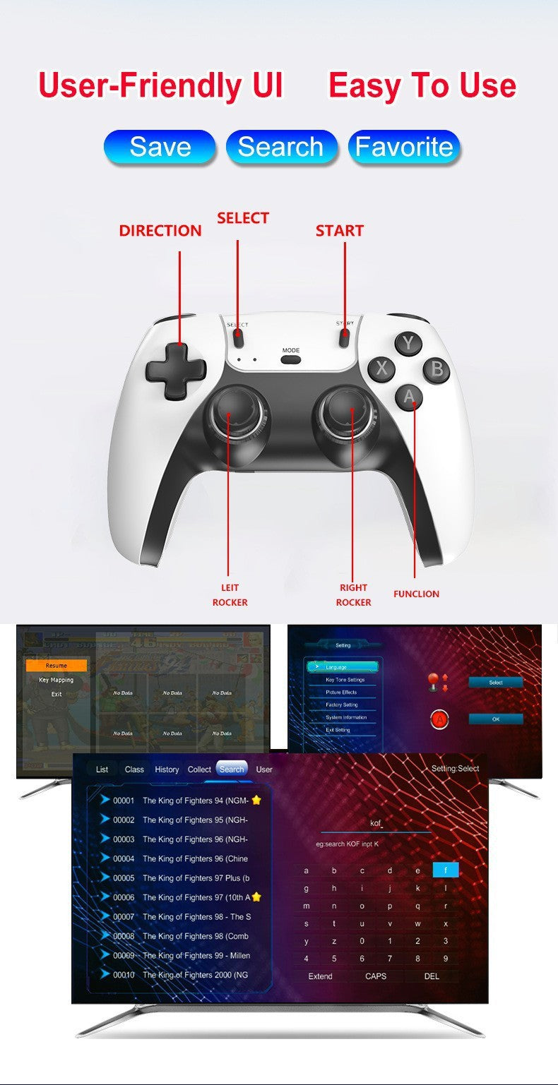 Retro Game Stick, with over 30,000 games, 4K wireless HDMI output, plug and play, supports including 18 emulator console communication cables