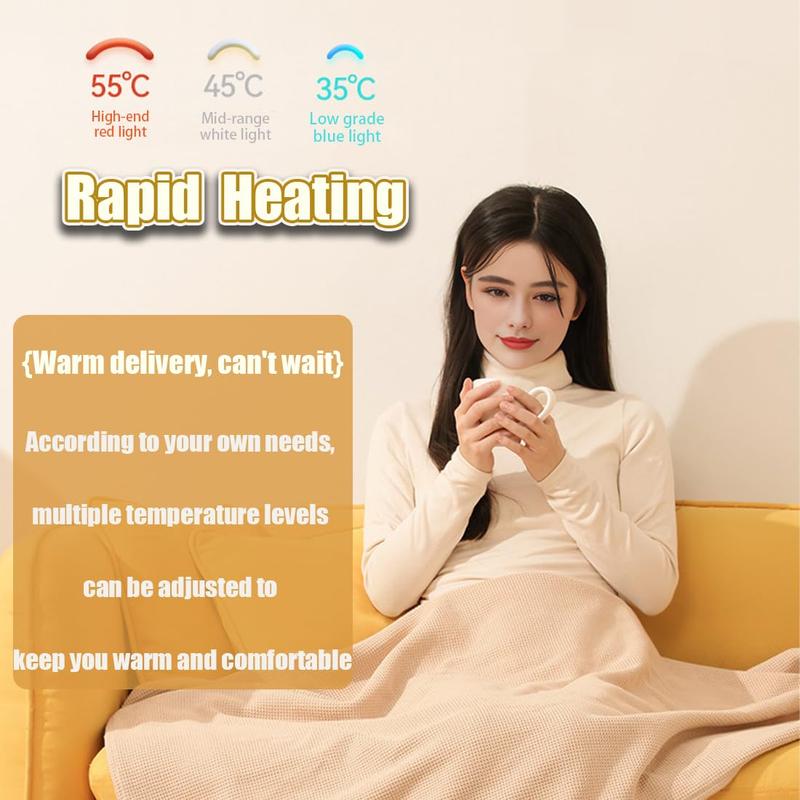 Portable Heated Blanket Shawl, Portable Heated Shawl, 2025 New USB Zipper Electric Heated Blanket Shawl, Cordless Design, 15s Fast Heating(Excluding power banks)