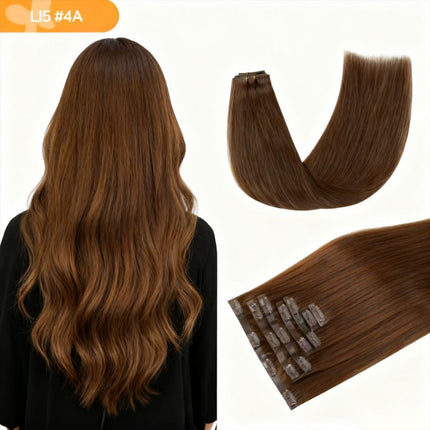 18-24 Inch Hair extension clips, suitable for human hair, natural straight hair, easy to style, soft