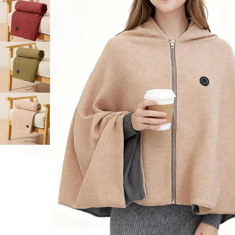 Portable Heated Blanket Shawl, Portable Heated Shawl, 2025 New USB Zipper Electric Heated Blanket Shawl, Cordless Design, 15s Fast Heating(Excluding power banks)