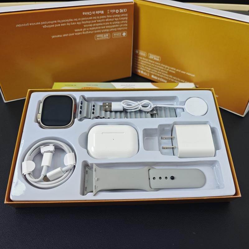 Next-generation top-level configuration X9 unique combination smartwatch kit for all smartphones Bluetooth earphones 20W fast charger Type-C cable adapter audio support compact and portable