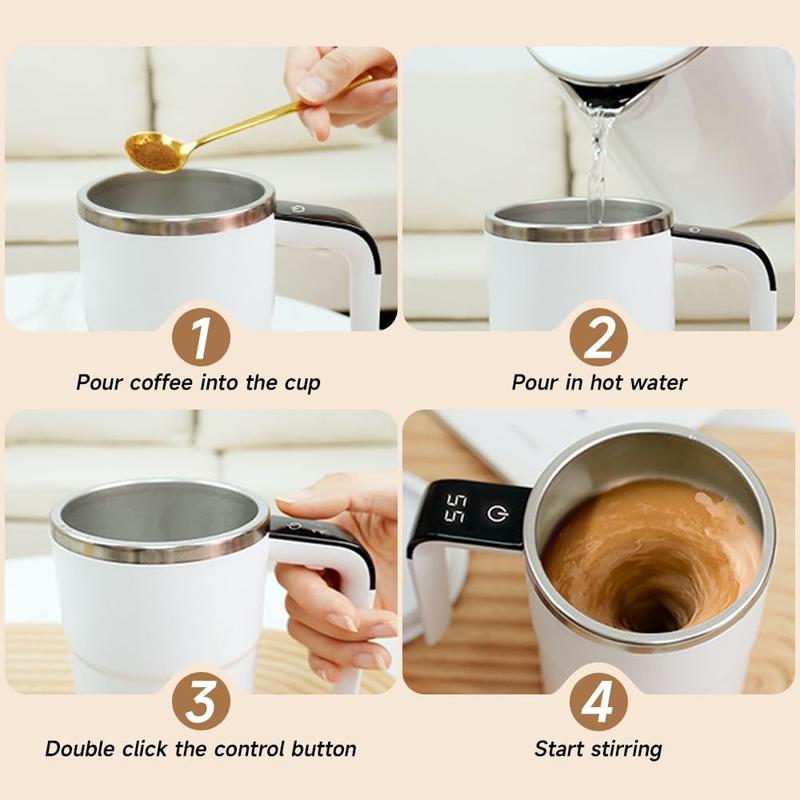 Electric Self-stirring Coffee Mug Magnetic Stirring Cup Rechargeable Automatic Mixing Cup w/LCD Thermometer for Milk/Cocoa at Office/Kitchen/Travel