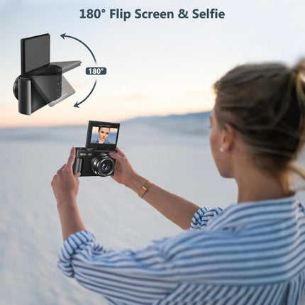 4K digital camera with 64.0million pixels, 3 - inch 180 ° Flip screen, 18x digital zoom - nanwushop