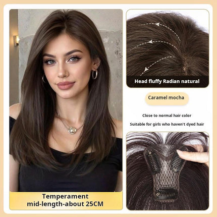 Women's bangs hairpiece, top volume enhancer, fluffy fake bangs, made of real human hair - nanwushop