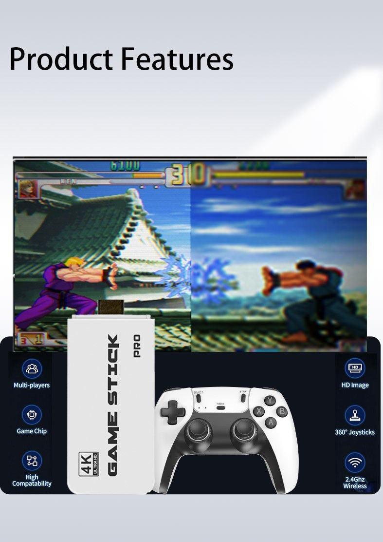 Retro Game Stick, with over 30,000 games, 4K wireless HDMI output, plug and play, supports including 18 emulator console communication cables