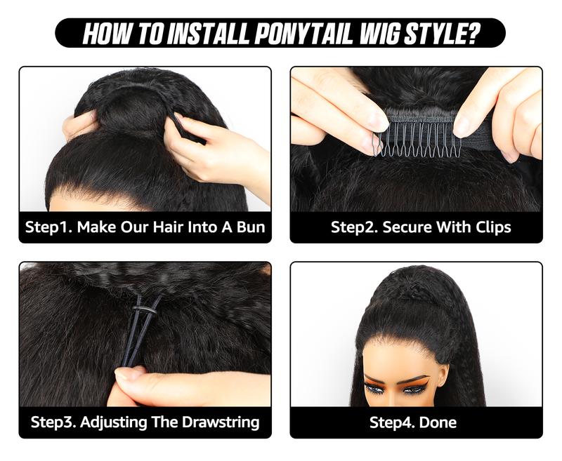 [3 In 1 Half Wig] Afro Curly Glueless Half Wig 180% 250% Density Upgrade With Drawstring Cap Invisible Hairline Human Hair Wigs Beginner Friendly