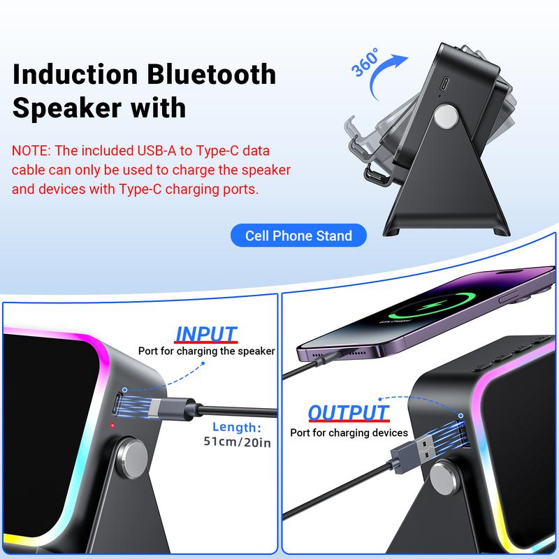 Wireless Sensor Audio Speaker Stand，5-in-1 Phone Stand