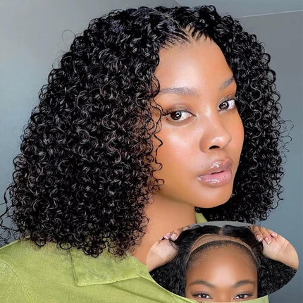 Short bob wig without glue, ready to wear, deep wavy curls 180% - nanwushop