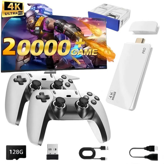 2025 Upgraded Retro Game Console Controller Pro, 128GB Storage Space, 4K HDMI Interface, Built-in 18 Simulators, Upgraded Dual 2.4G Wireless Controllers