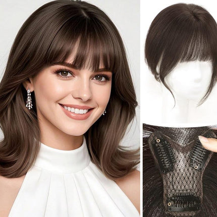 Women's bangs hairpiece, top volume enhancer, fluffy fake bangs, made of real human hair - nanwushop