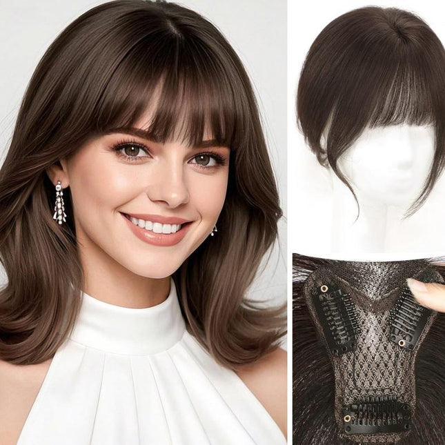 Women's Curtain Bangs Hairpiece，Top hair enhancement，Fluffy fake bangs，Made with real human hair strands - nanwushop