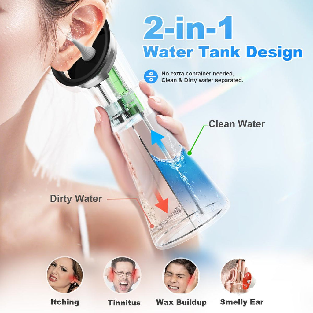 E80 Upgraded 2-in-1 Ear Wax Removal Kit with Built-in Waste Tank
