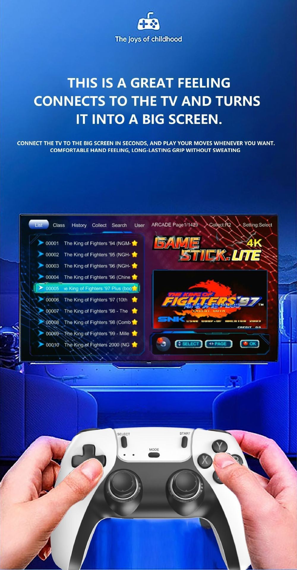 Retro Game Stick, with over 30,000 games, 4K wireless HDMI output, plug and play, supports including 18 emulator console communication cables