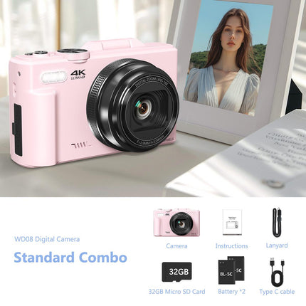 4K digital camera with 64.0million pixels, 3 - inch 180 ° Flip screen, 18x digital zoom - nanwushop