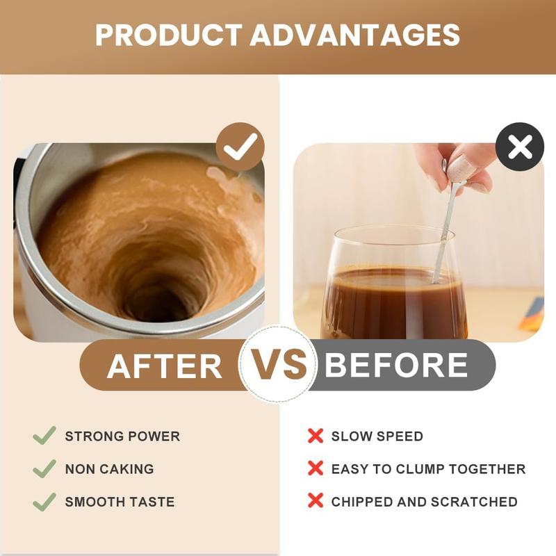 Electric Self-stirring Coffee Mug Magnetic Stirring Cup Rechargeable Automatic Mixing Cup w/LCD Thermometer for Milk/Cocoa at Office/Kitchen/Travel