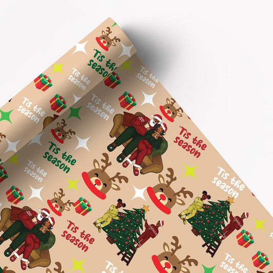 Home for the Holidays Black Santa Wrapping paper