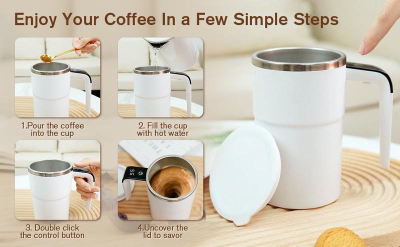 Electric Self-stirring Coffee Mug Magnetic Stirring Cup Rechargeable Automatic Mixing Cup w/LCD Thermometer for Milk/Cocoa at Office/Kitchen/Travel