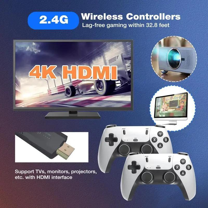 2025 Upgraded Retro Game Console Controller Pro, 128GB Storage Space, 4K HDMI Interface, Built-in 18 Simulators, Upgraded Dual 2.4G Wireless Controllers