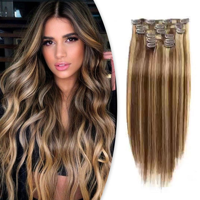 14 - 24 inch Hair extensions, clip - in real human hair, natural straight hair, easy to style - nanwushop