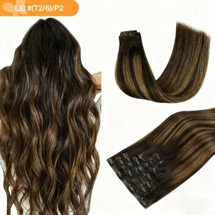 18-24 Inch Hair extension clips, suitable for human hair, natural straight hair, easy to style, soft