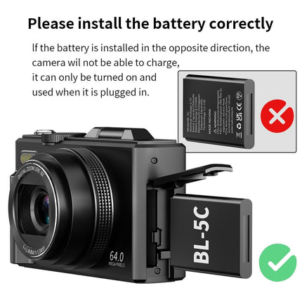 4K digital camera with 64.0million pixels, 3 - inch 180 ° Flip screen, 18x digital zoom - nanwushop