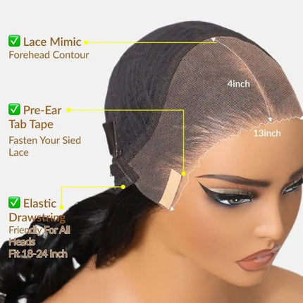 Water wave 13x4 lace front wig, real human hair, pre - cut, pre - bleached, pre - plucked,180% density - nanwushop