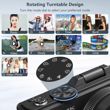 4K digital camera with 64.0million pixels, 3 - inch 180 ° Flip screen, 18x digital zoom - nanwushop