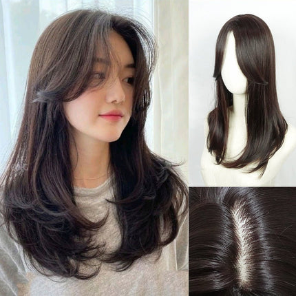 Wavy synthetic hair extensions with bangs – clip - on hair extensions - nanwushop