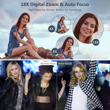 4K digital camera with 64.0million pixels, 3 - inch 180 ° Flip screen, 18x digital zoom - nanwushop