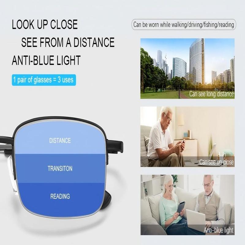 Frameless Smart Zoom Reading Glasses for Men & Women High-Definition Eye Protection Blue Light Filter Silicone Nose Pads Ergonomic Design Crystal Clear Vision