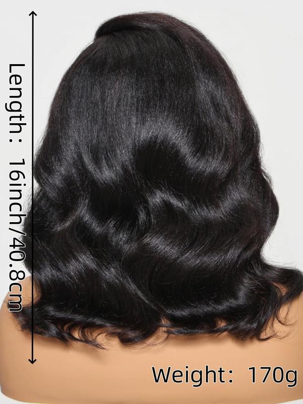 A Anytime 180% Density Lace Front Bobs Pre Styled Wig Human Hair 13x4 Transparent Lace Front Natural Wave Wig Human Hair Pre Plucked Wear and Go Wigs Human Hair 10-16 Inch Short Bob Wigs for Women