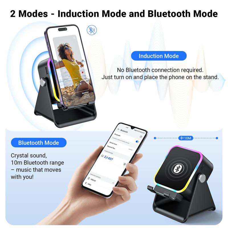 Wireless Sensor Audio Speaker Stand，5-in-1 Phone Stand