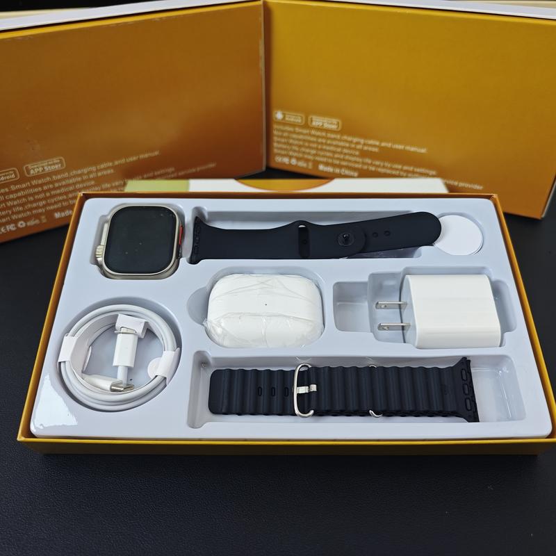 Next-generation top-level configuration X9 unique combination smartwatch kit for all smartphones Bluetooth earphones 20W fast charger Type-C cable adapter audio support compact and portable