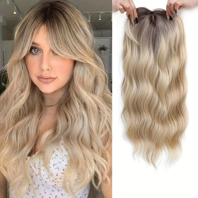 Wavy synthetic hair extensions with bangs – clip - on hair extensions - nanwushop